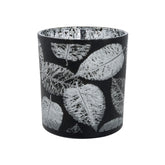 Hectarul - Suport de lumanare negru din sticla Leaves  Ø7x 8 cm Cosy&Trendy